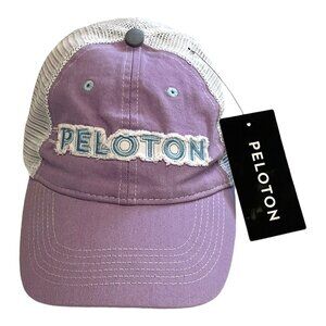 Peloton Women’s Distressed Logo Adjustable Trucker Hat Lavender White NWT